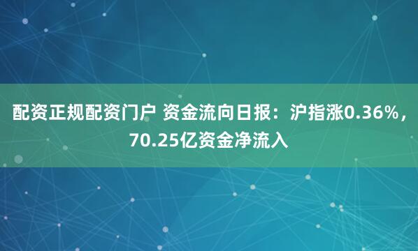 配资正规配资门户 资金流向日报：沪指涨0.36%，70.25亿资金净流入