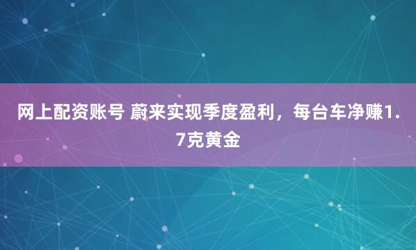 网上配资账号 蔚来实现季度盈利,每台车净赚1.7克黄金